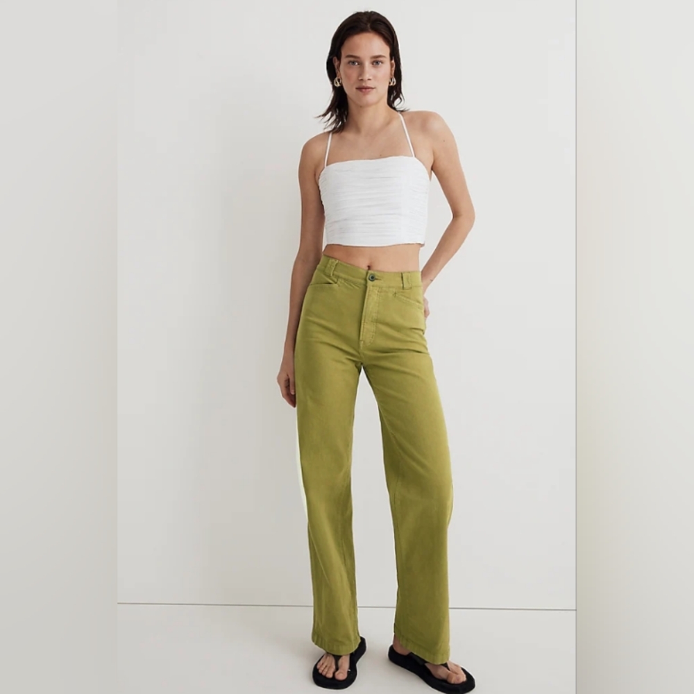 COPY - MADEWELL Women's Petite Emmett Wide-Leg Pants in Artichoke